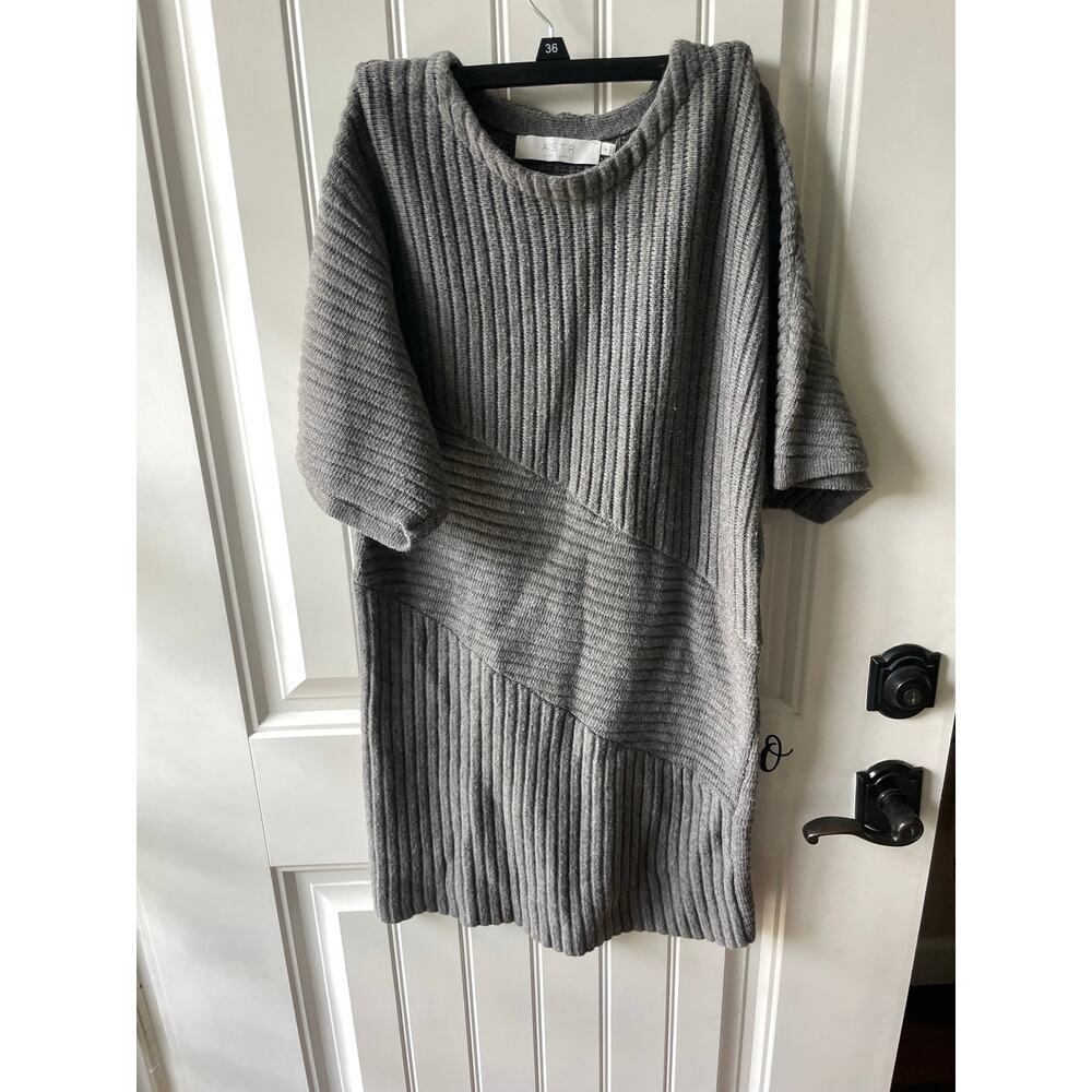 ASTR The Label Gray Ribbed Dolman Sleeve wool Sweater Dress‎ Size M